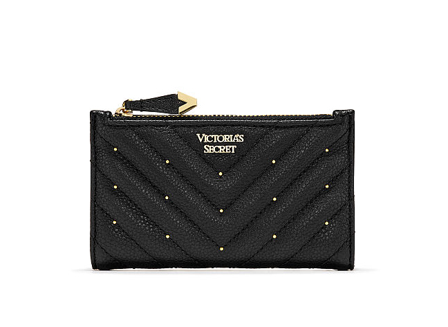 Product image for Studded V-Quilt Small Wallet - Black