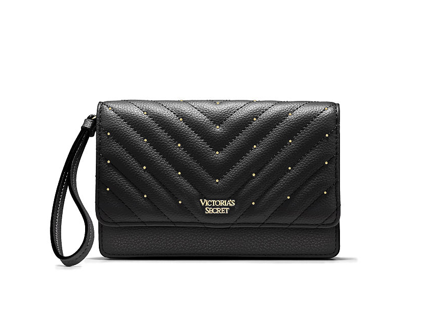 Product image for Studded V-Quilt Tech Clutch - Black