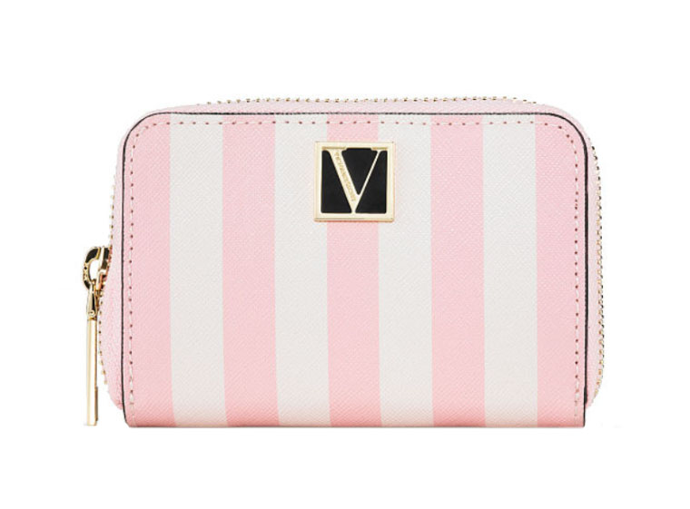 Small Zip Wallet Pink Stripe