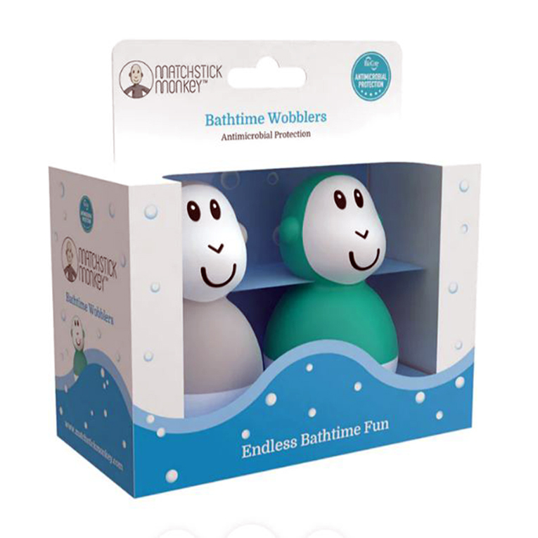 Product image for Matchstick Monkey Bathtime Wobblers - Grey & Green