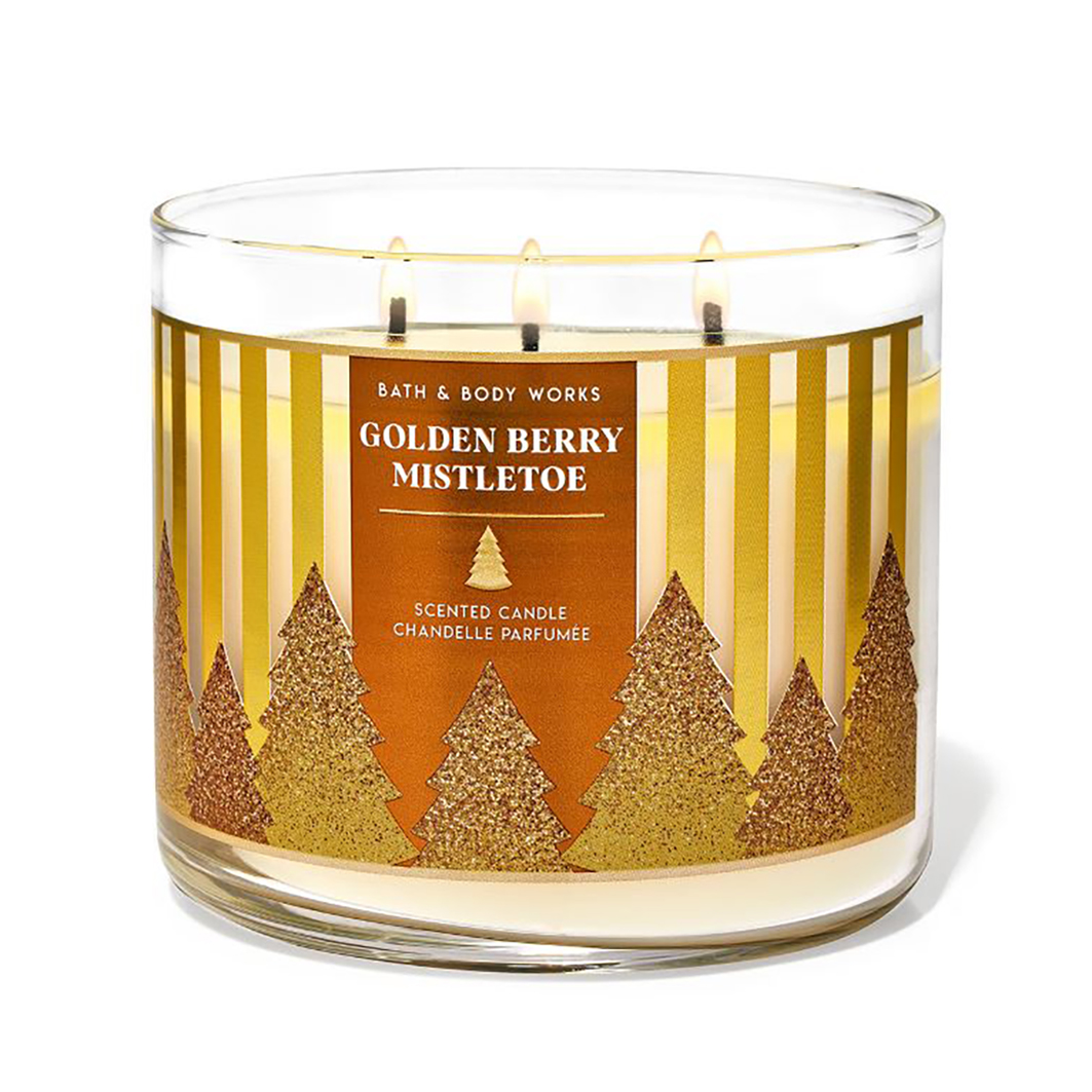 Golden Berry Mistletoe Large Candle