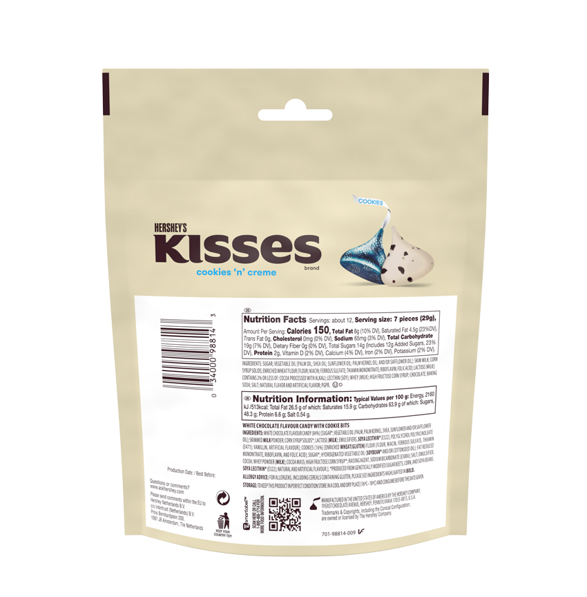 Product image for Hershey's Kisses Cookies´n Creme Candy Pouch