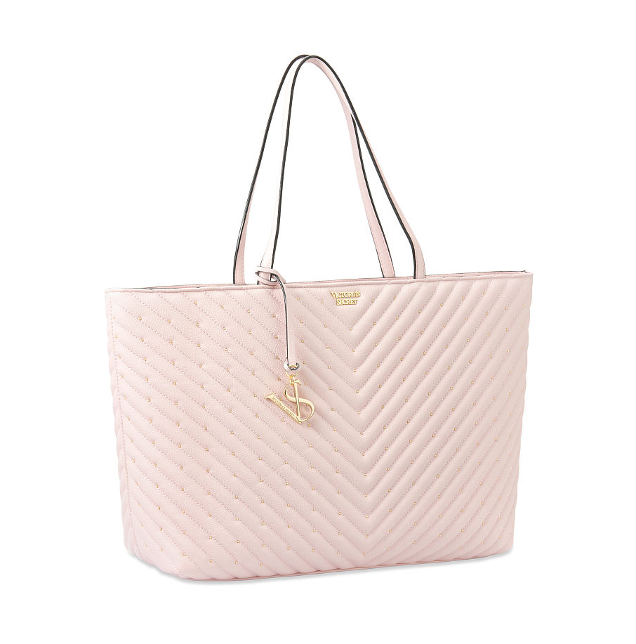 Product image for Tote -Studded V-Quilt Light Pink
